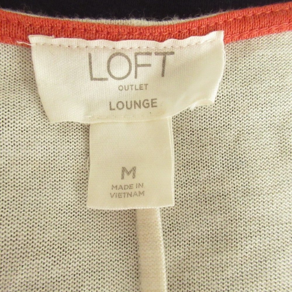 Ann Taylor LOFT Lounge Top M Medium Orange V Neck Long Sleeve - Picture 5 of 6